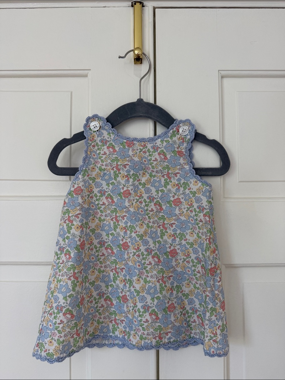 Floral Cotton Girls' Matching Set Top in Blue